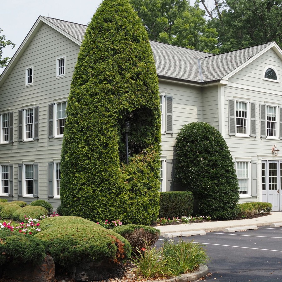 Residential building exterior after comprehensive restoration